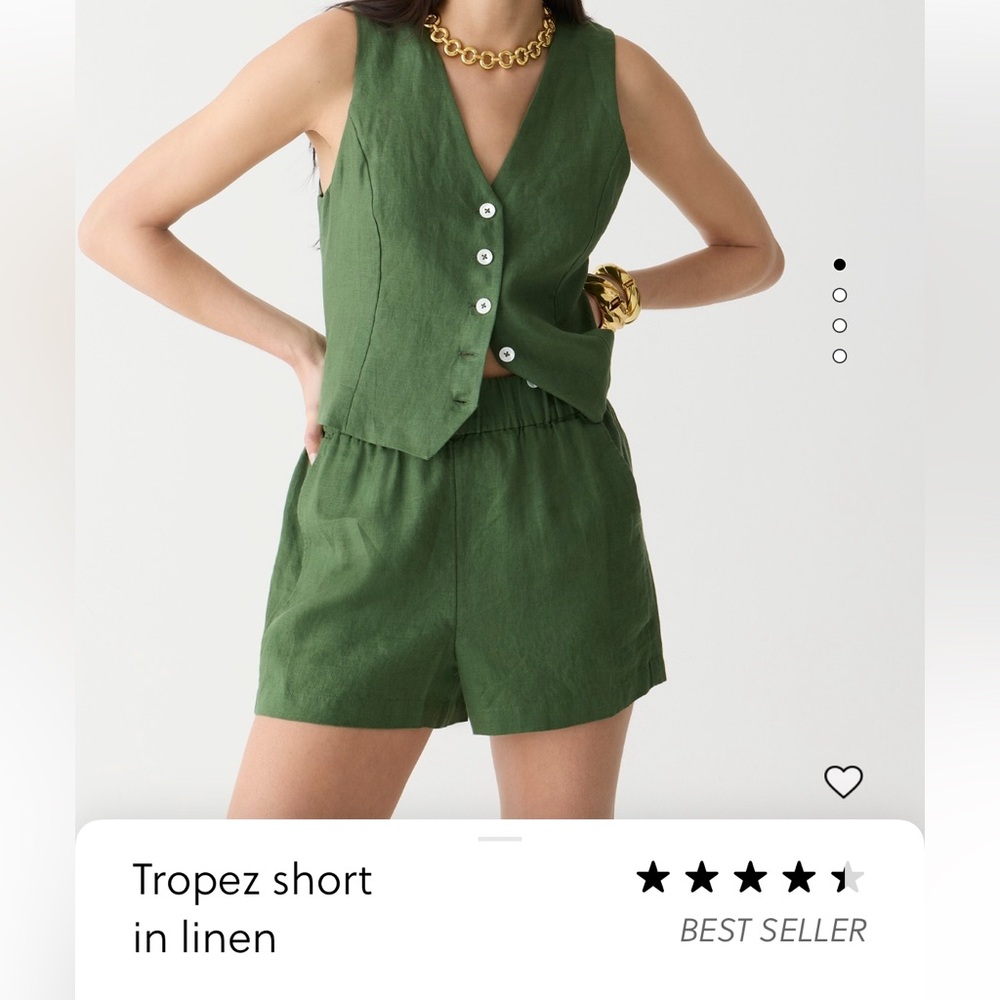 J. Crew Tropez Linen Shorts Olive Green XXS